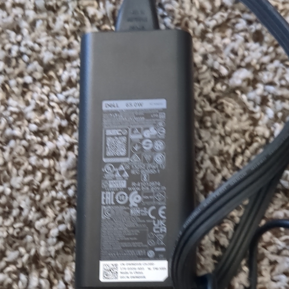 Dell Black Power Adapter with Attached Cable